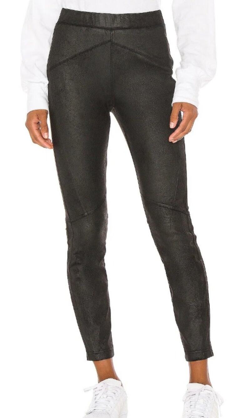 Free People Midnight Vegan Suede Skinny Black Ankle Leggings Pants Large